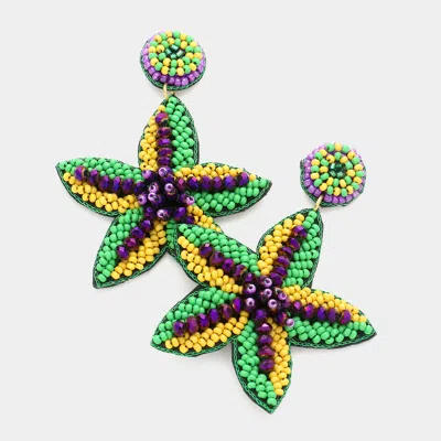 Fashnzfab Mardi Gras Seed Beaded Starfish Dangle Earrings In Multi