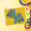 Fashnzfab Mardi Gras Seed Beaded The Day Of Death Skull Mini Pouch Bag In Yellow