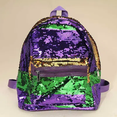 Fashnzfab Mardi Gras Sequin Backpack Bag In Multi