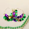 Fashnzfab Mardi Gras Sequin Dangle Hoop Earrings - Multi In Multi