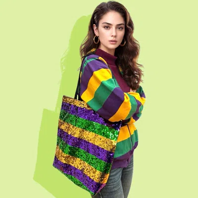 Fashnzfab Mardi Gras Sequin Tote Bag In Multi