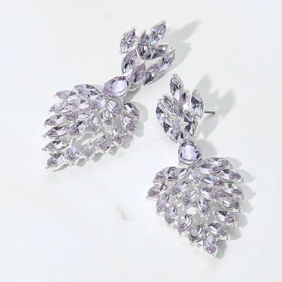 Fashnzfab Marques Stone Accented Dangle Evening Earrings - Amethyst, Silver In Metallic