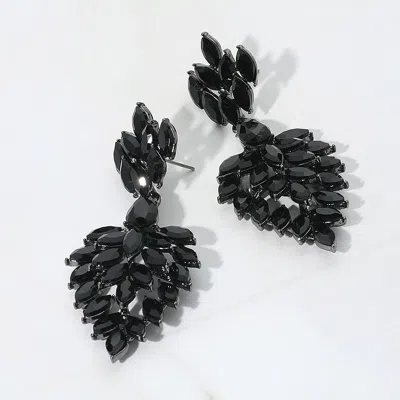 Fashnzfab Marques Stone Accented Dangle Evening Earrings In Black