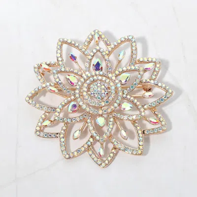 Fashnzfab Marquest Stone Cluster Accent Floral Crystal Statement Pin Brooch In Multi