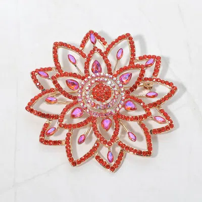 Fashnzfab Marquest Stone Cluster Accent Floral Crystal Statement Pin Brooch In Pink