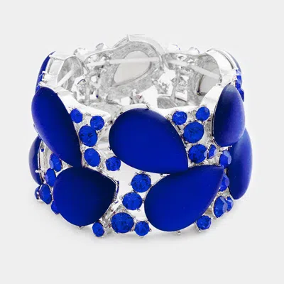 Fashnzfab Marquise Accented Cloudy Teardrop Stone Stretch Bracelet In Orange