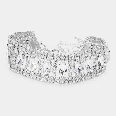 Fashnzfab Marquise Accented Evening Bracelet Silver