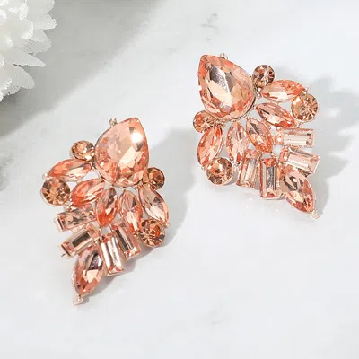 Fashnzfab Marquise Baguette Stone Cluster Evening Earrings In Gold