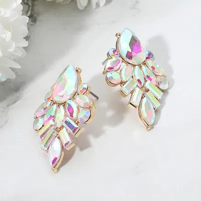 Fashnzfab Marquise Baguette Stone Cluster Evening Earrings In Multi