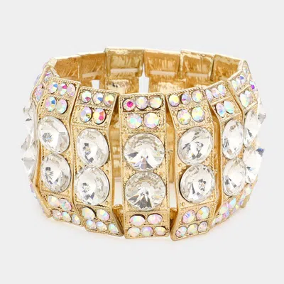 Fashnzfab Marquise Bubble Crystal Evening Stretch Bracelet Clear, Gold In Multi