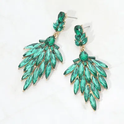 Fashnzfab Marquise Cluster Embellished Drop Evening Earrings In Green