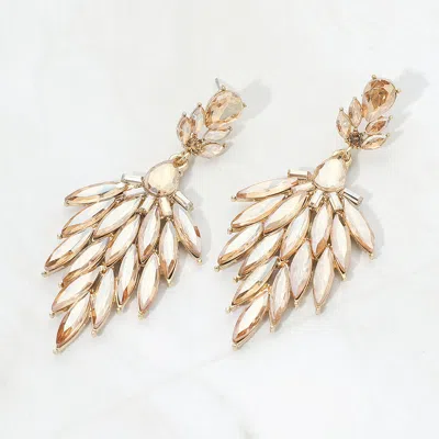 Fashnzfab Marquise Cluster Embellished Drop Evening Earrings In Orange
