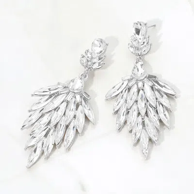 Fashnzfab Marquise Cluster Embellished Drop Evening Earrings In Pink