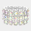 Fashnzfab Marquise Crystal Bow Stretch Evening Bracelet Ab, Rhodium In Multi