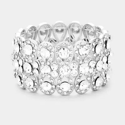Fashnzfab Marquise Crystal Bow Stretch Evening Bracelet Clear, Silver In Multi