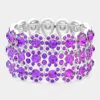 Fashnzfab Marquise Crystal Bow Stretch Evening Bracelet Purple, Rhodium In Multi