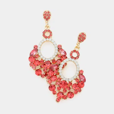 Fashnzfab Marquise Crystal Chandelier Statement Evening Earrings In Pink