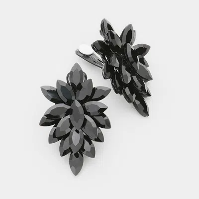 Fashnzfab Marquise Crystal Cluster Clip On Evening Earrings In Black