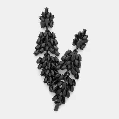 Fashnzfab Marquise Crystal Cluster Drop Evening Earrings In Black