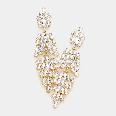 Fashnzfab Marquise Crystal Cluster Drop Evening Earrings In Gold
