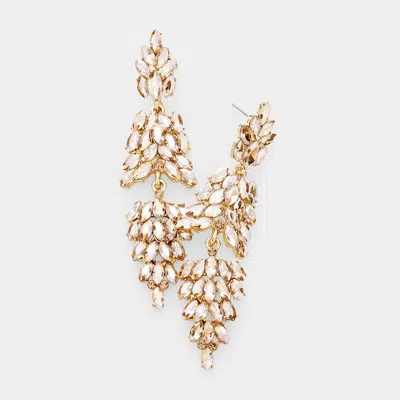 Fashnzfab Marquise Crystal Cluster Drop Evening Earrings In Gold