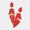 Fashnzfab Marquise Crystal Cluster Drop Evening Earrings In Red