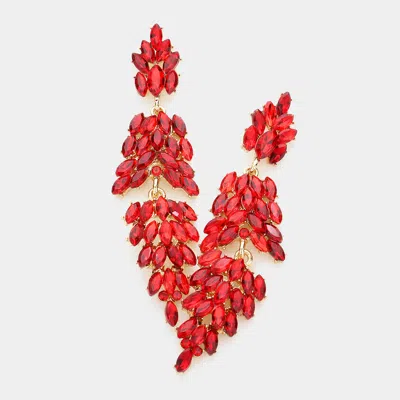 Fashnzfab Marquise Crystal Cluster Drop Evening Earrings In Red