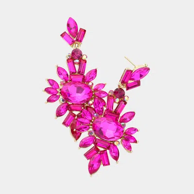 Fashnzfab Marquise Crystal Cluster Evening Earrings - Fuchsia In Brown