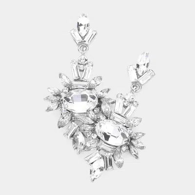 Fashnzfab Marquise Crystal Cluster Evening Earrings In White