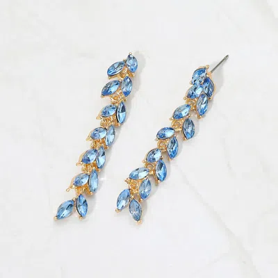 Fashnzfab Marquise Crystal Cluster Linear Drop Evening Earrings In Blue