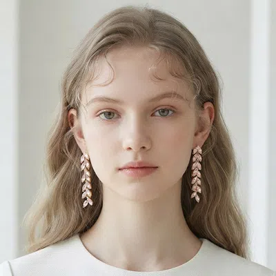 Fashnzfab Marquise Crystal Cluster Linear Drop Evening Earrings In Gold