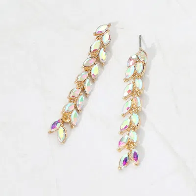 Fashnzfab Marquise Crystal Cluster Linear Drop Evening Earrings In Silver