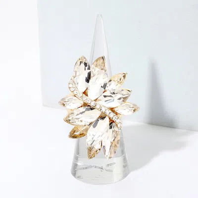 Fashnzfab Marquise Crystal Cluster Stretch Ring In Gold