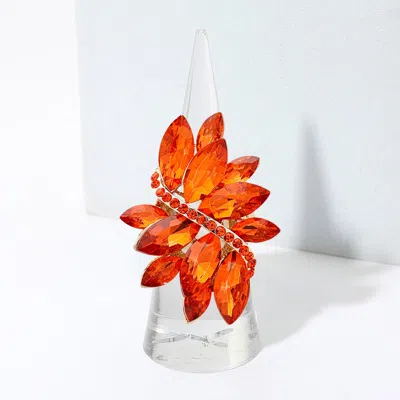 Fashnzfab Marquise Crystal Cluster Stretch Ring In Orange
