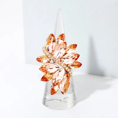 Fashnzfab Marquise Crystal Cluster Stretch Ring In Pink