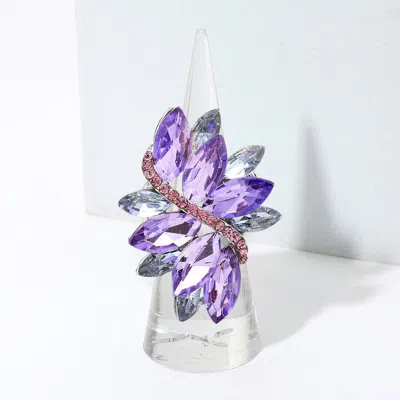 Fashnzfab Marquise Crystal Cluster Stretch Ring In Purple