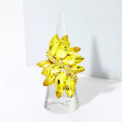 Fashnzfab Marquise Crystal Cluster Stretch Ring In Yellow