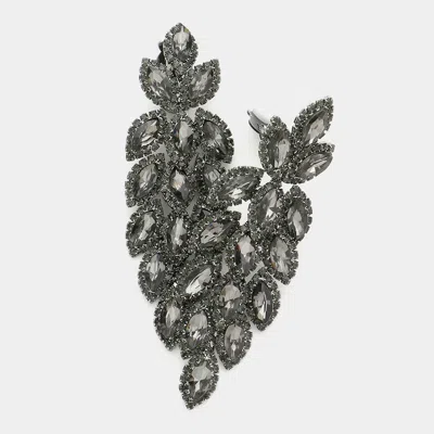 Fashnzfab Marquise Crystal Cluster Vine Clip On Evening Earrings In Metallic