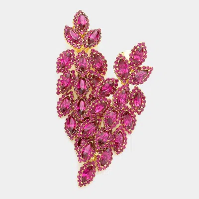 Fashnzfab Marquise Crystal Cluster Vine Clip On Evening Earrings In Purple
