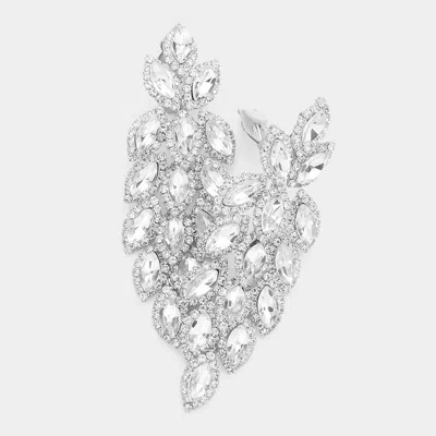 Fashnzfab Marquise Crystal Cluster Vine Clip On Evening Earrings In Silver