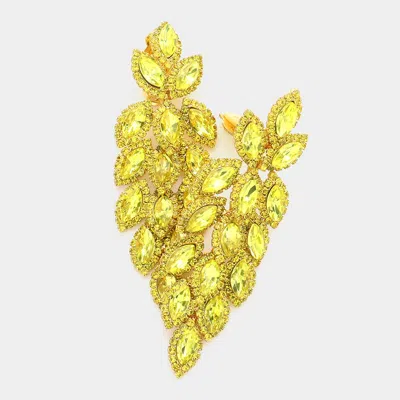 Fashnzfab Marquise Crystal Cluster Vine Clip On Evening Earrings In Yellow