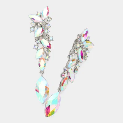 Fashnzfab Marquise Crystal Drop Clip On Earrings In Multi