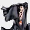 Fashnzfab Marquise Crystal Drop Clip On Earrings In Pink