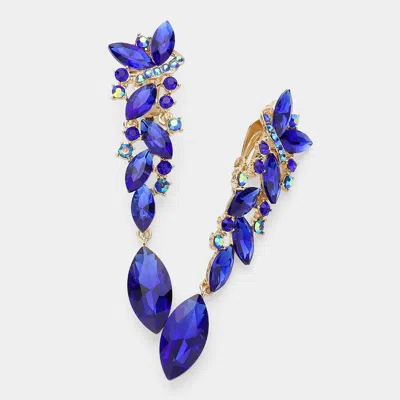 Fashnzfab Marquise Crystal Drop Clip On Earrings In Multi