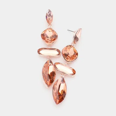 Fashnzfab Marquise Crystal Drop Evening Earrings - Peach In Orange