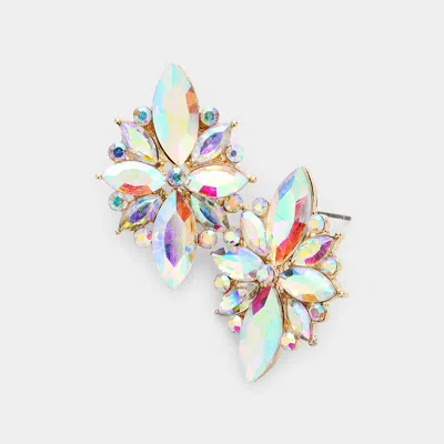 Fashnzfab Marquise Crystal Floral Evening Earrings - Ab In Multi