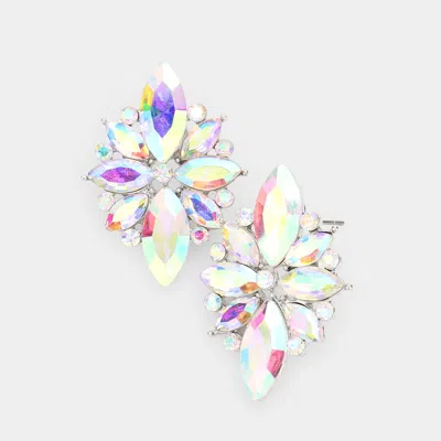Fashnzfab Marquise Crystal Floral Evening Earrings In Multi