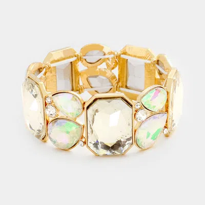 Fashnzfab Marquise Crystal Glass Stretch Bracelet In Gold