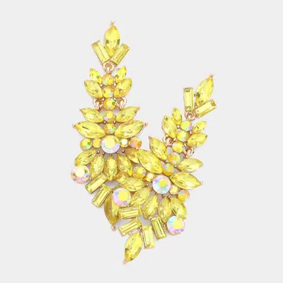 Fashnzfab Marquise Crystal Multi Shape Rhinestone Drop Evening Earrings In Yellow