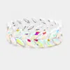 Fashnzfab Marquise Crystal Oval Leaf Evening Stretch Bracelet Ab, Silver In Yellow
